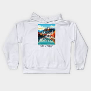 A Pop Art Travel Print of Salzburg - Austria Kids Hoodie